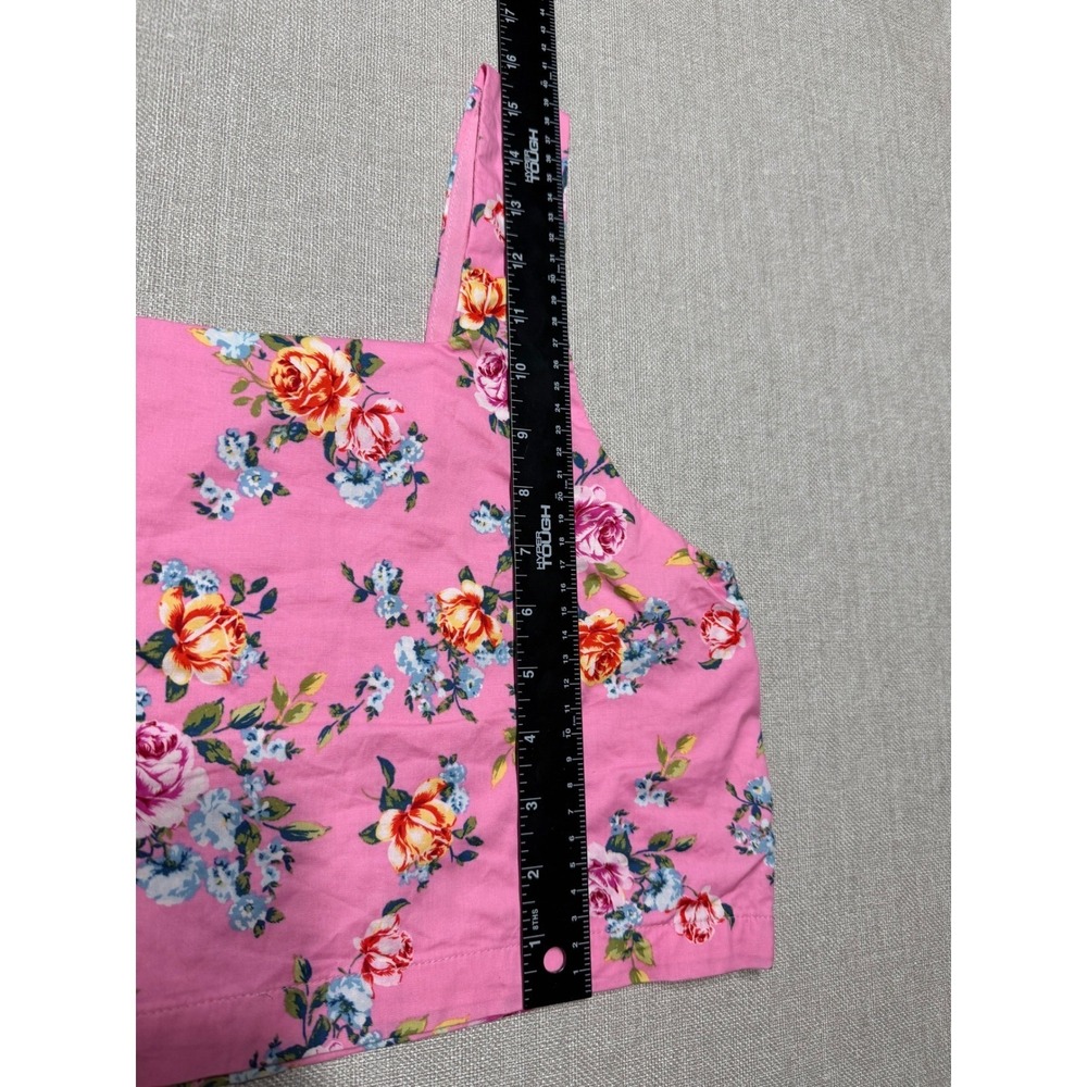 Buddy Love Cookie Set Pink Floral Crop Top Square Neck Tank Womens Medium - Picture 3 of 5
